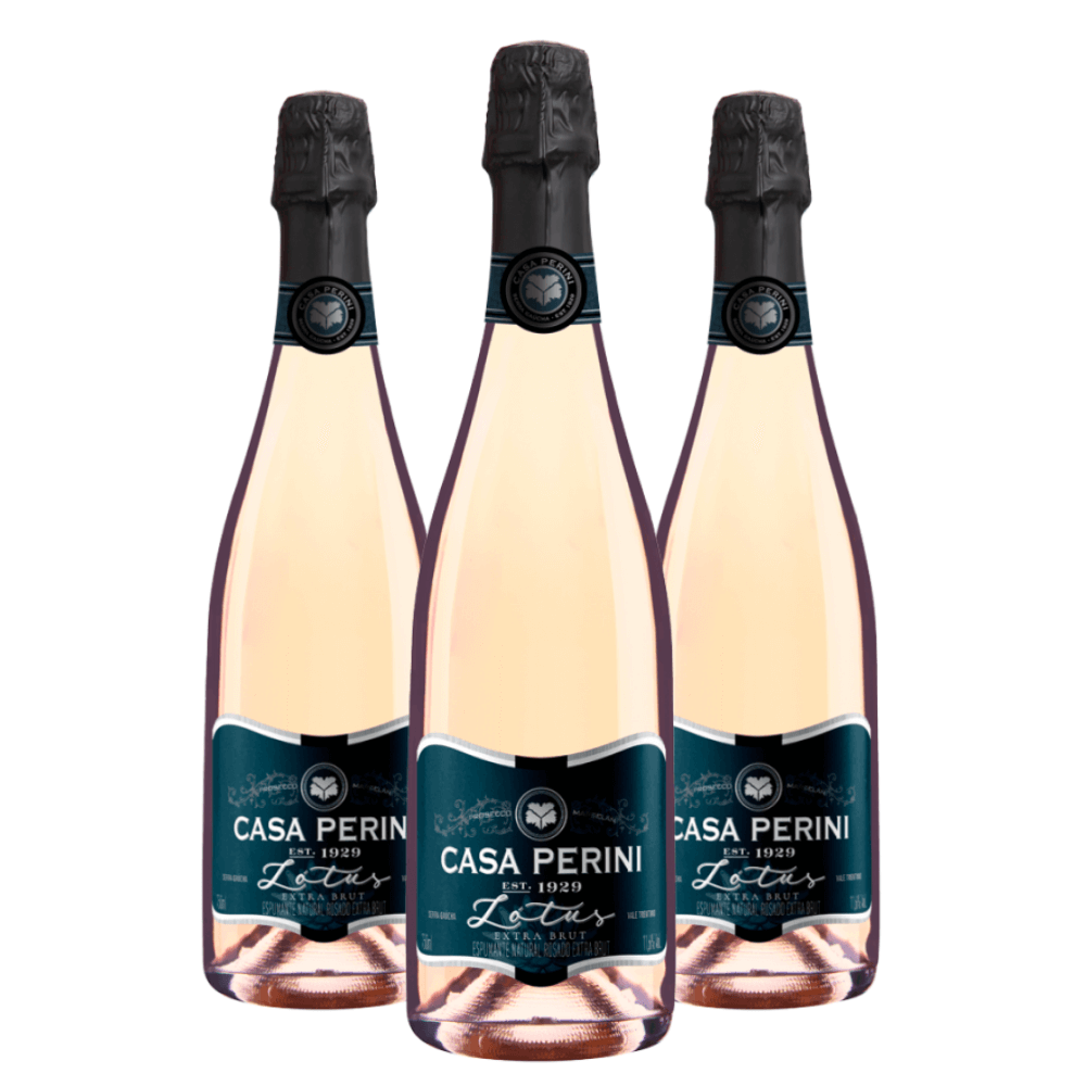 Espumante Casa Perini Extra Brut Rosado Lótus 750ml - 3 Unidades