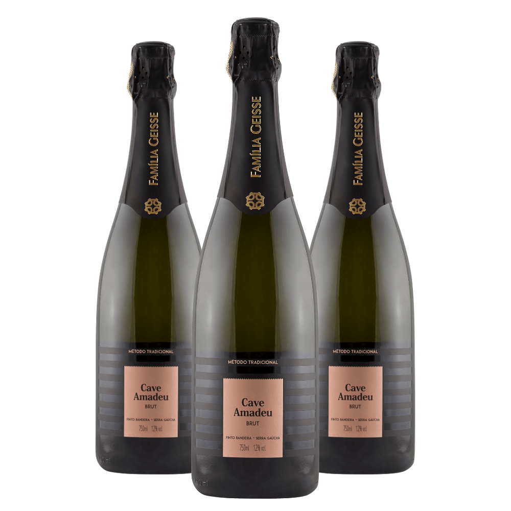 Espumante Cave Geisse Amadeu Brut Branco - 3 Unidades