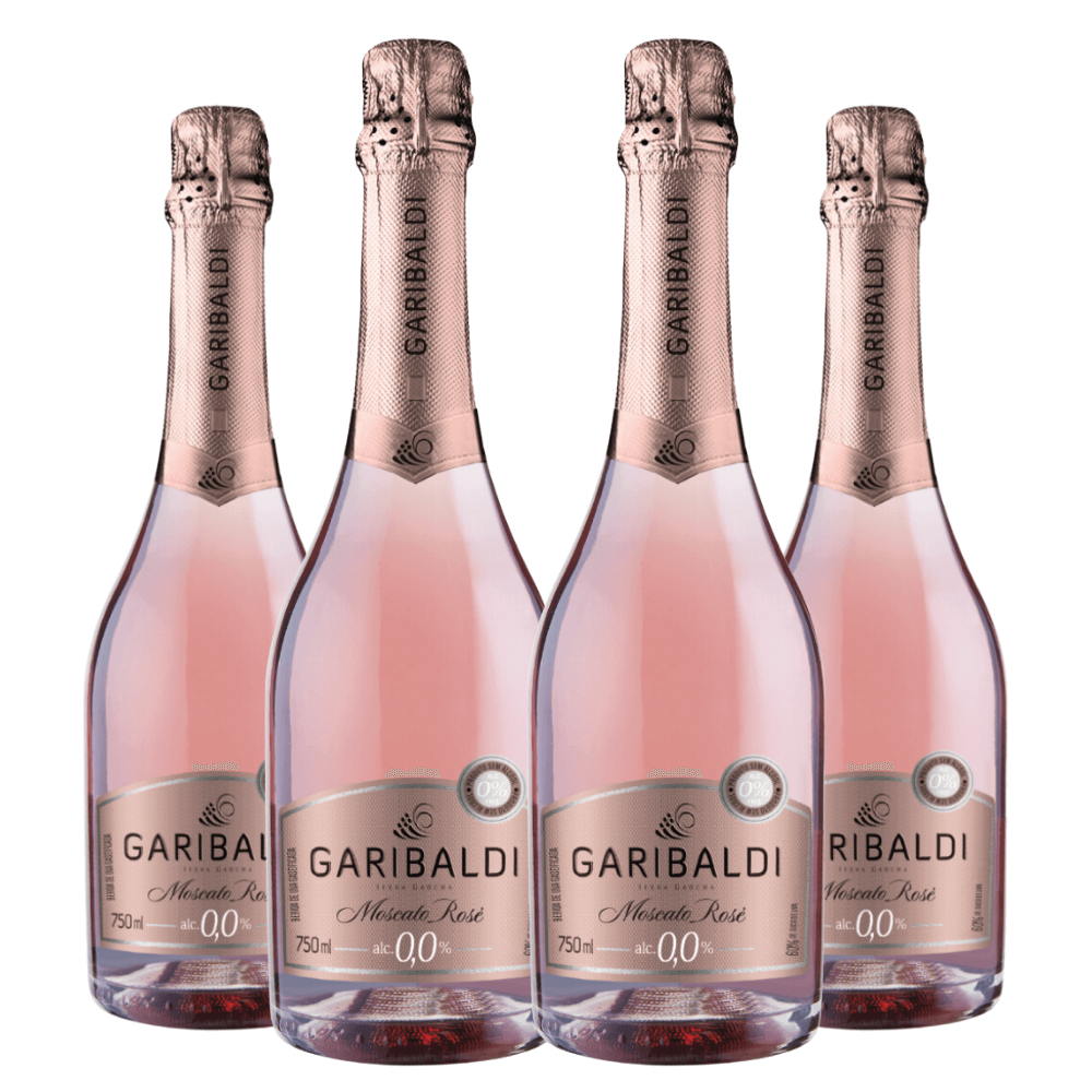 Espumante Garibaldi Moscatel Rosé Zero Álcool - 4 Unidades