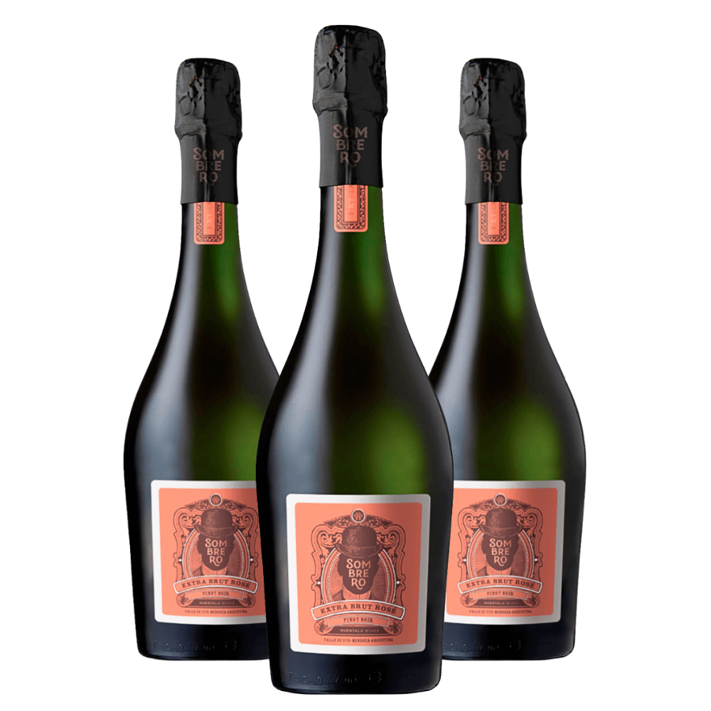 Espumante Huentala Wines Sombrero Extra Brut Rosé - 3 Unidades