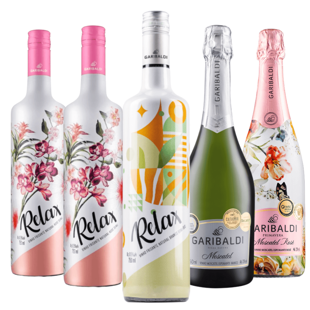 Kit 2022: Garibaldi Refrescante - Relax Rosé, Relax Branco, Moscatel e Moscatel Rosé
