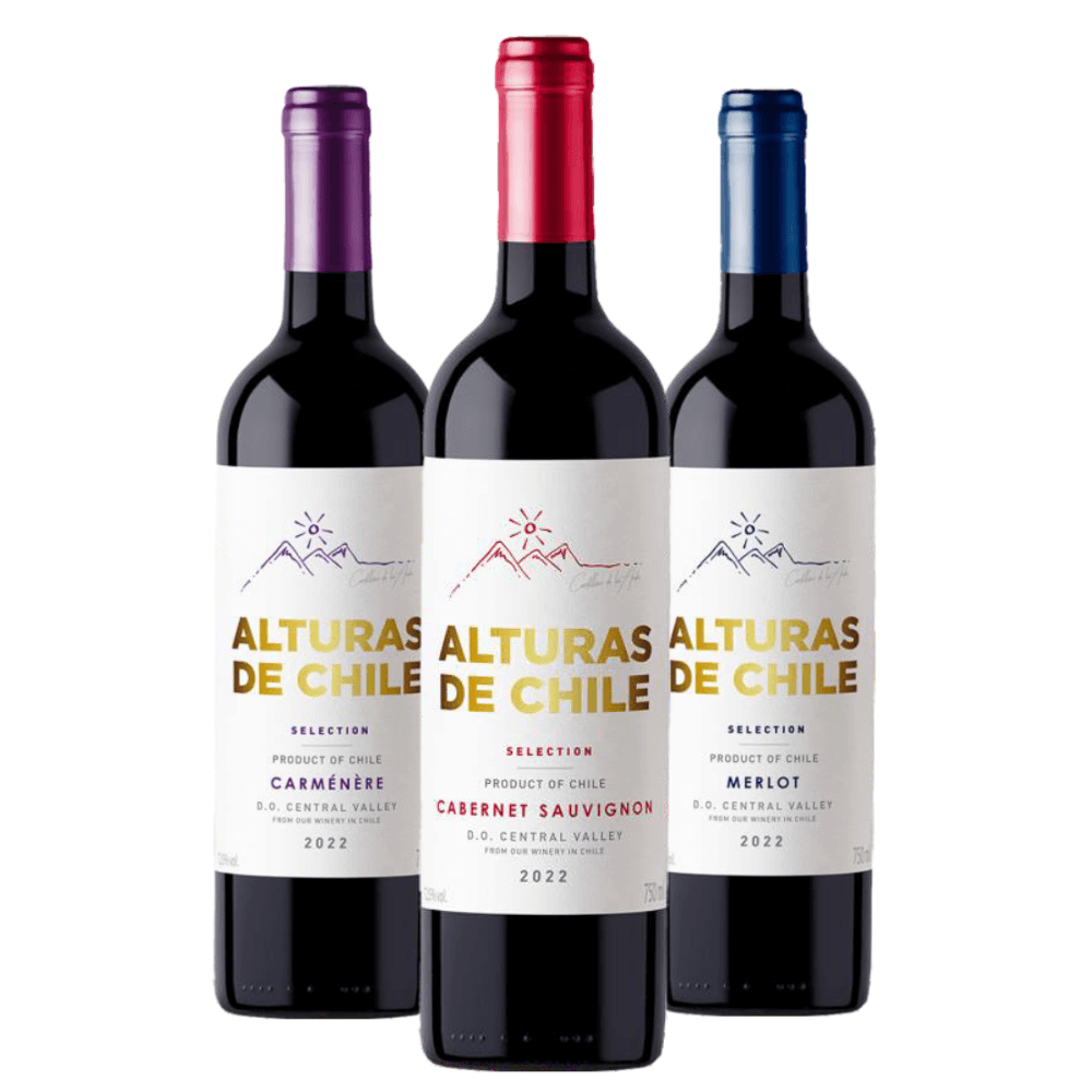 Kit Alturas de Chile Tintos: Carmenére, Cabernet, Merlot
