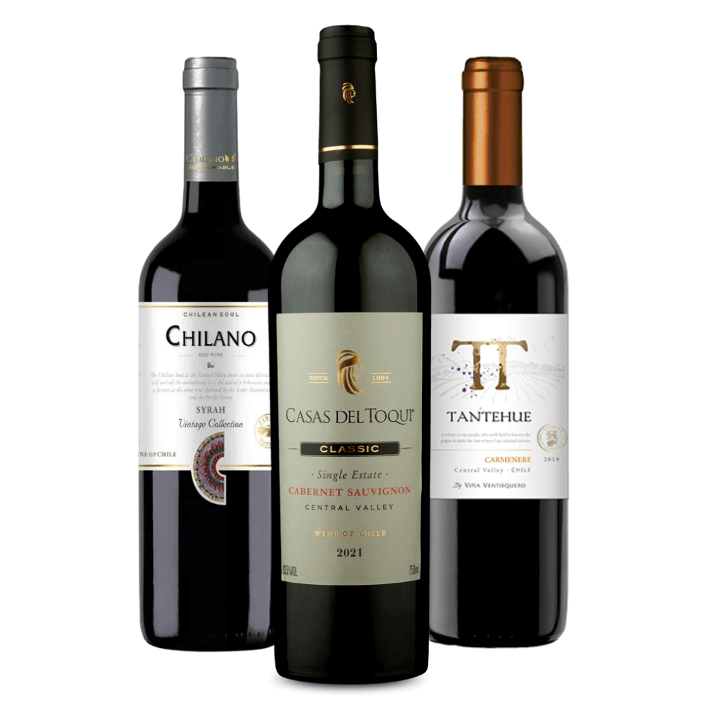 Kit Chilenos: Chilano Syrah, Casas del Toqui Cabernet, Tantehue Carmenere
