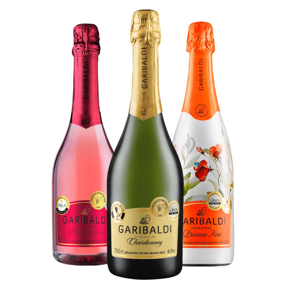 Kit Espumantes Garibaldi Brut: Pinot Noir, Chardonnay, Prosecco