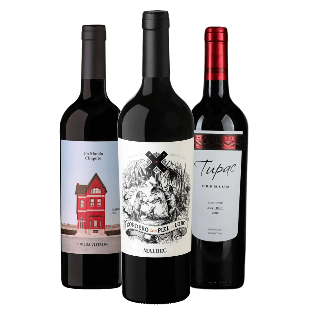 Kit Malbec Argentina: Un Mundo Chiquito, Cordero Con Piel de Lobo, Tupac