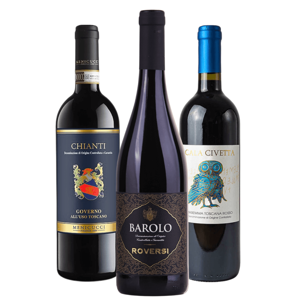 Kit Vinhos Italianos: Chianti, Barolo, Super Toscano