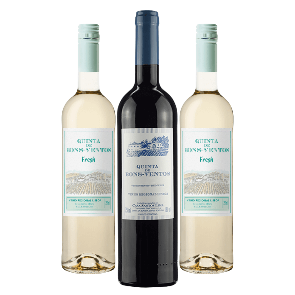 Kit Vinhos Quinta de Bons Ventos: 1 Tinto, 2 Branco Fresh