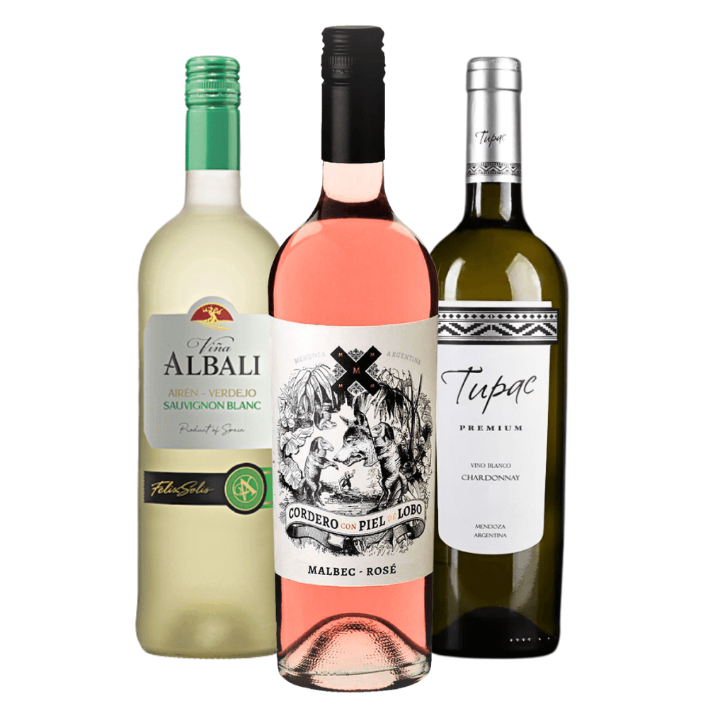 Kit Vinhos Refrescantes: Albali Branco, Cordero Rosé, Tupac Premium