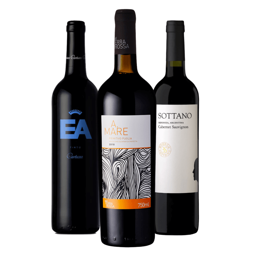 Kit Vinhos Tintos: EA Cartuxa, Primitivo A Mare, Sottano Cabernet