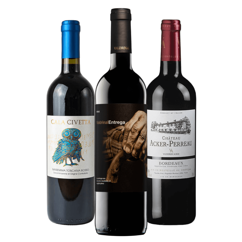 Kit Vinhos Tintos: Itália, Espanha, França