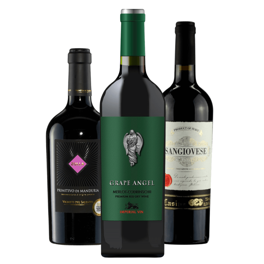 Kit Vinhos Tintos: Manduria, Moldávia, Toscana