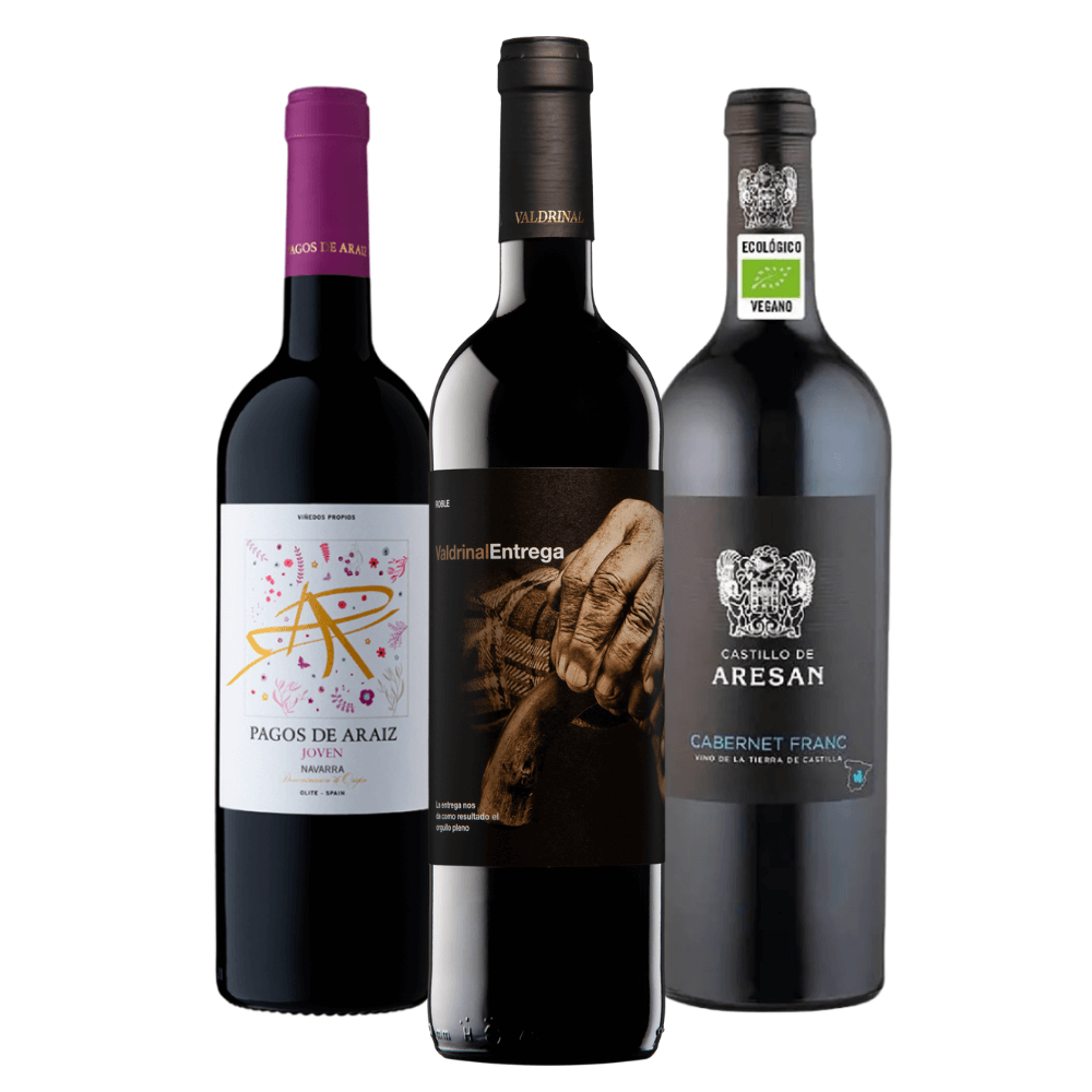 Seleção Espanha: Pagos de Araiz Joven, Valdrinal Entrega Roble, Castillo de Aresan Cabernet Franc