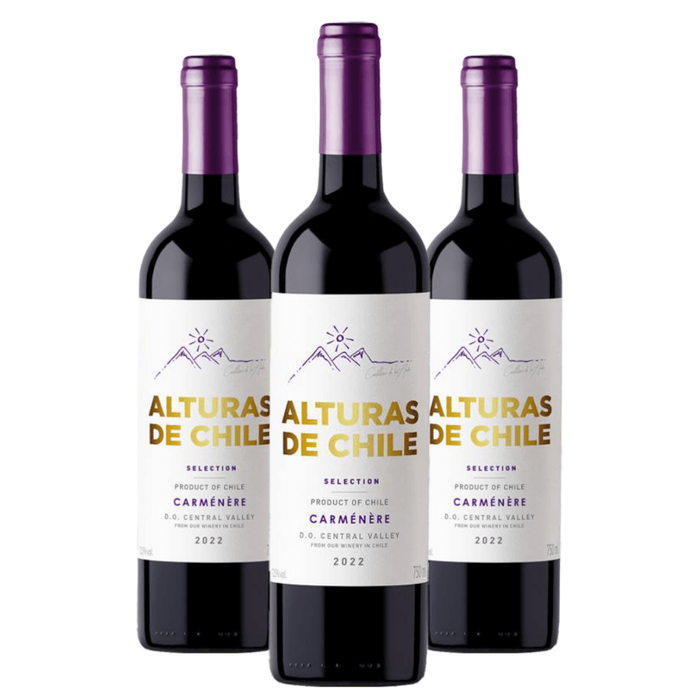 Vinho Chileno Alturas de Chile Selection Carmenére - 3 Unidades